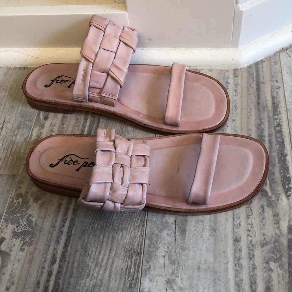Free People Pink Woven Slip-On Sandals